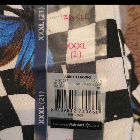 BOHO  Leggings - 3X - Checkers and Butterflies - S - Picture 3 of 3